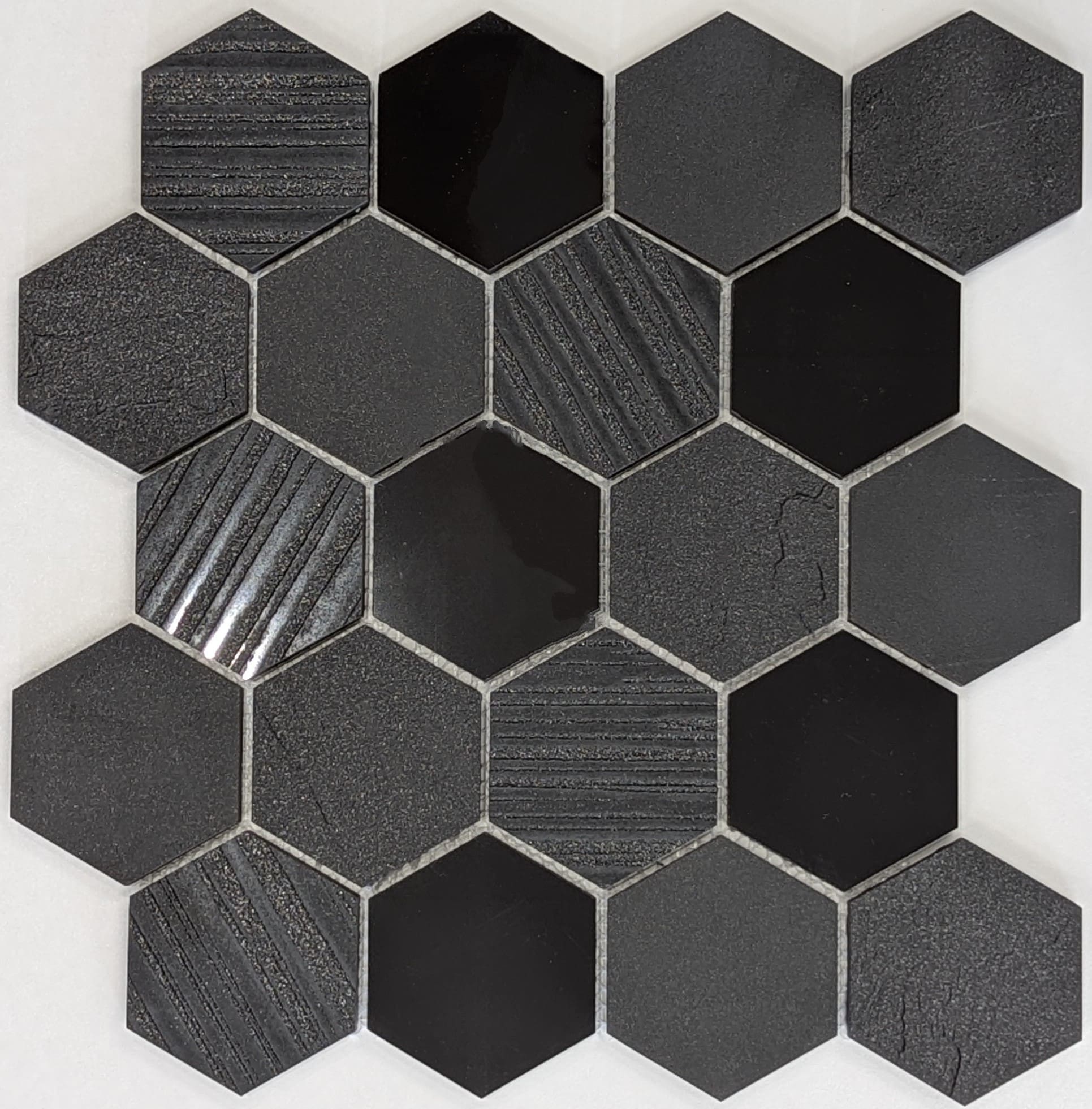 23X23Mm Black Matt Hexagon