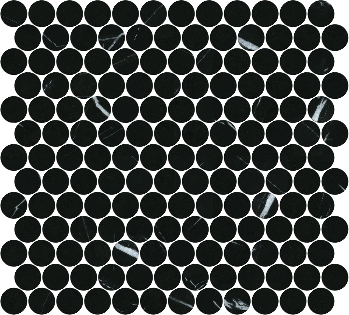 Artemis Nero Marquina Penny Round Honed 23x23