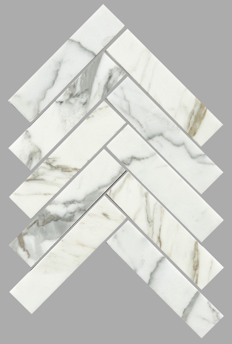 Artemis Calacatta Gold White Herringbone Honed 35x150