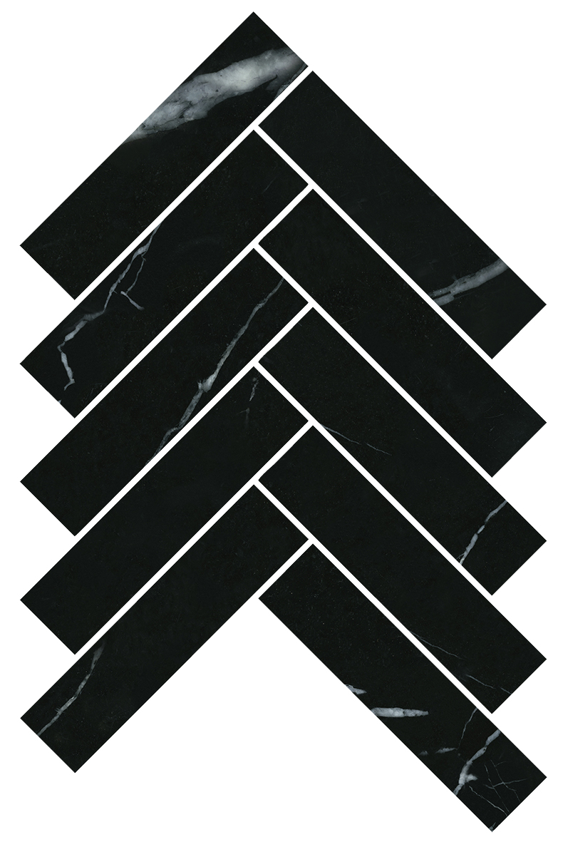 Artemis Nero Marquina Herringbone Honed 35x150