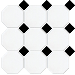 Gloss White Octagon Gloss Black Dot 97x97