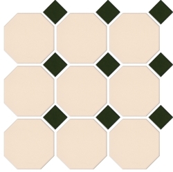 Matt Cream Octagon Matt Green Dot 97x97