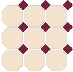 Matt Cream Octagon Matt Burgundy Dot 97x97